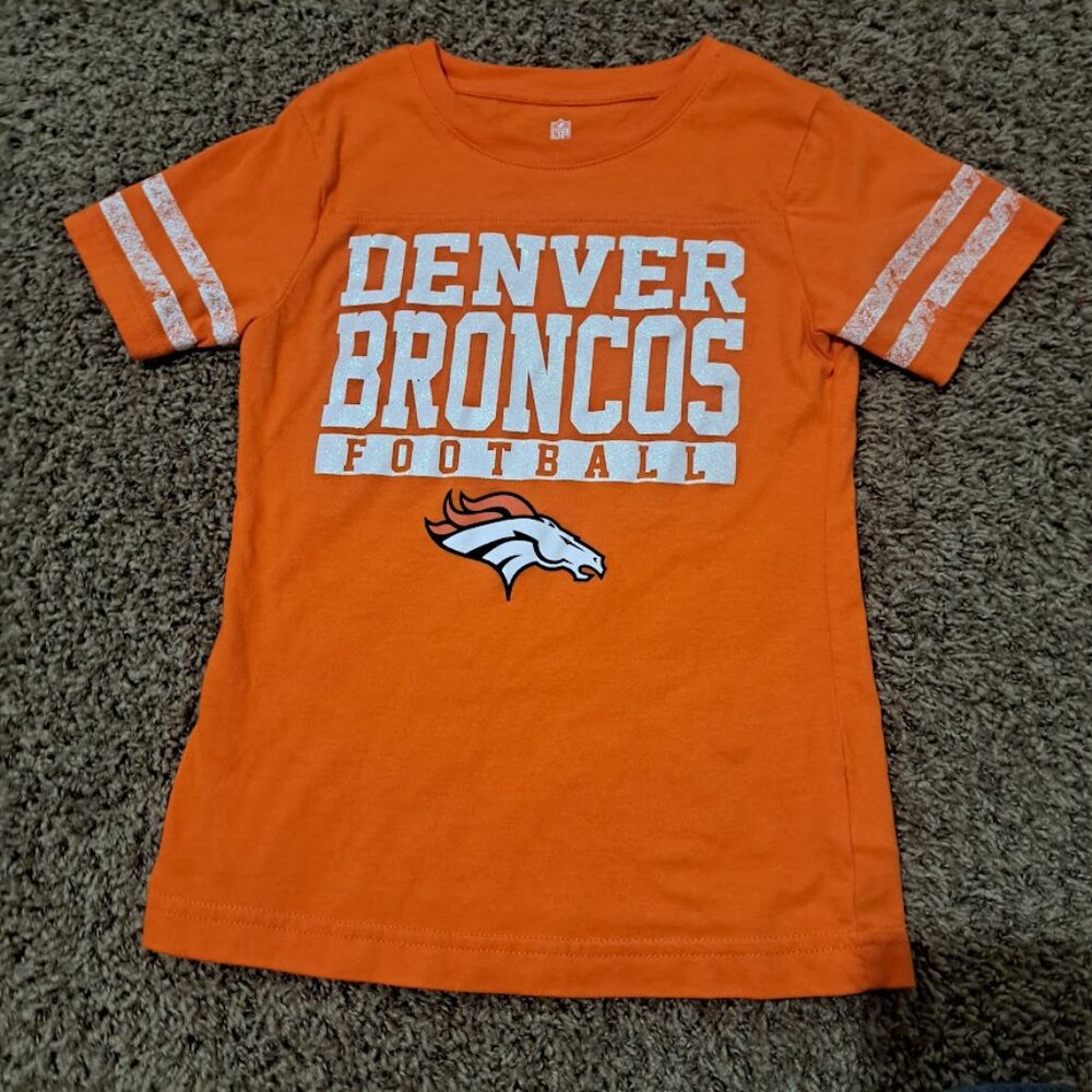 NFL Denver Bronco Team apparel set of 2 shirts jersey girls size 8 orange grey - Picture 9 of 11